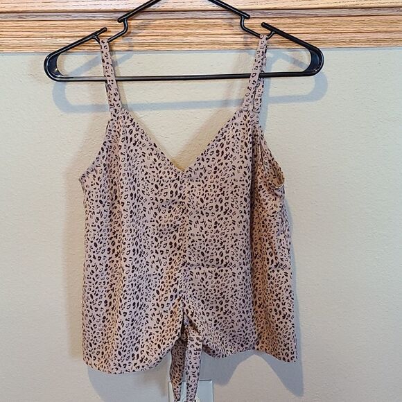 Vixbe womens brown and tan‎ animal print cropped tie tank top size xs - Picture 1 of 4